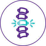 Curvature of the spine, hip displacement, and bone fractures icon